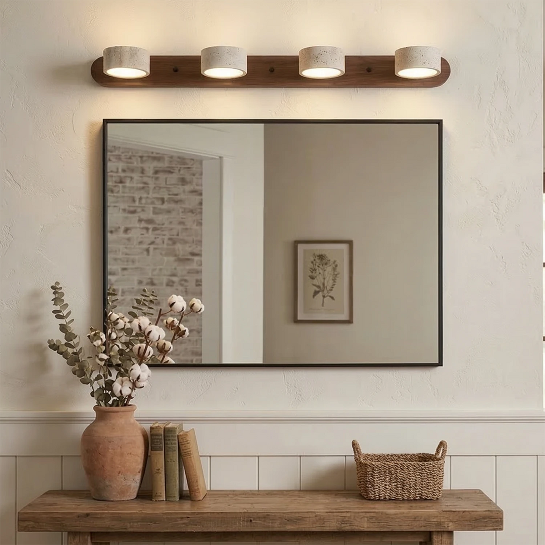 Natural Travertine Wall Light with Adjustable LED Shades – Modern Sconce for Bathroom and Living Room Decor 9