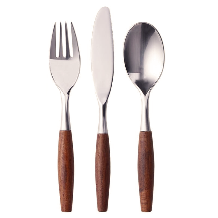 Natural Wood and Stainless Steel Flatware Set – Eco-Friendly Dining Essentials 0