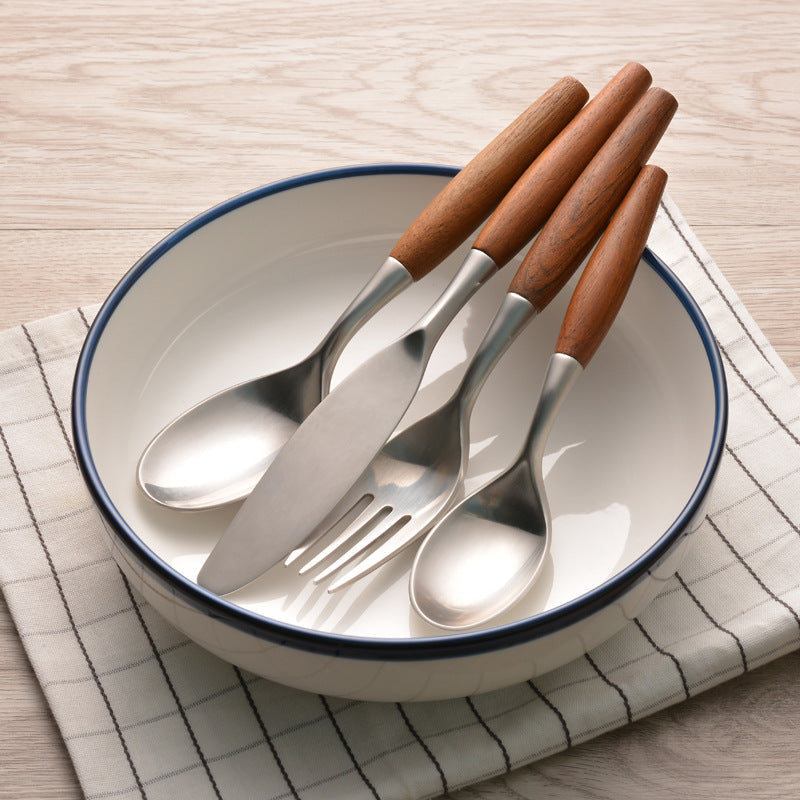 Natural Wood and Stainless Steel Flatware Set – Eco-Friendly Dining Essentials 2