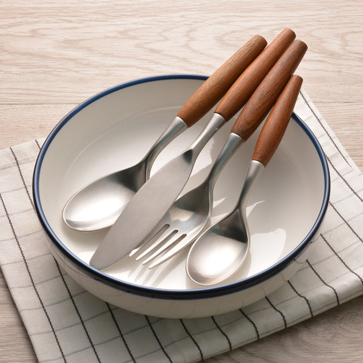 Natural Wood and Stainless Steel Flatware Set – Eco-Friendly Dining Essentials 2