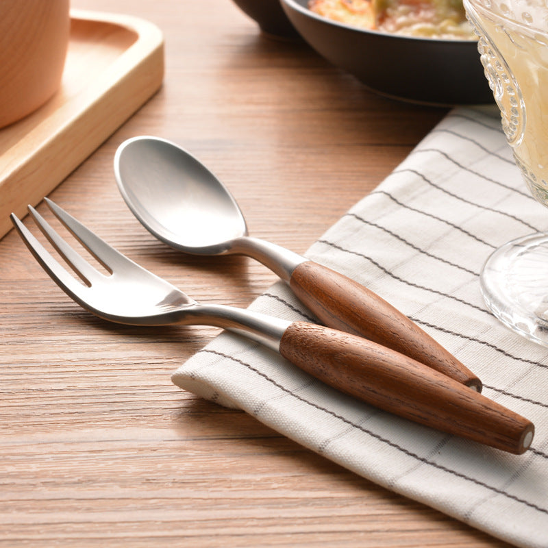 Natural Wood and Stainless Steel Flatware Set – Eco-Friendly Dining Essentials 3