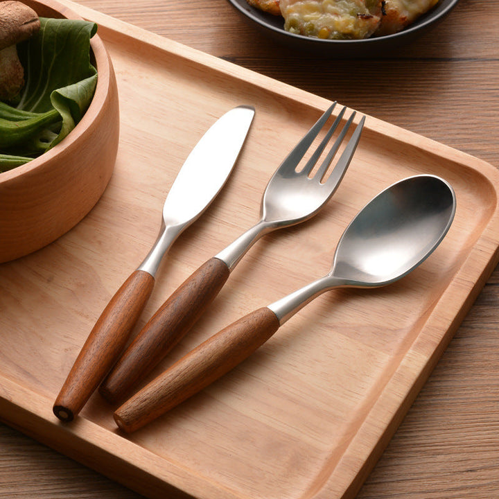 Natural Wood and Stainless Steel Flatware Set – Eco-Friendly Dining Essentials 4