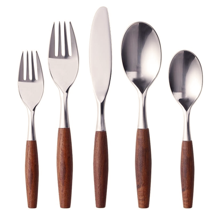 Natural Wood and Stainless Steel Flatware Set – Eco-Friendly Dining Essentials 9