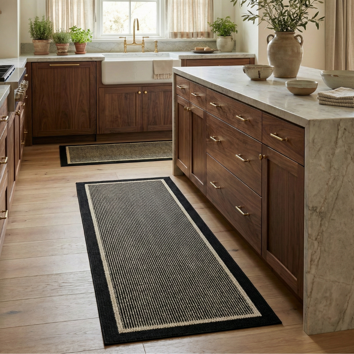 Non-Slip Washable Kitchen Mat Set - Anti-Fatigue Kitchen Floor Mats with Ribbed Surface and Rubber Backing - Two-Piece L-Shaped Design 0