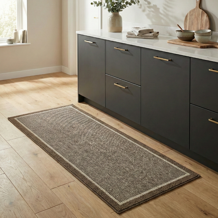 Non-Slip Washable Kitchen Mat Set - Anti-Fatigue Kitchen Floor Mats with Ribbed Surface and Rubber Backing - Two-Piece L-Shaped Design 1