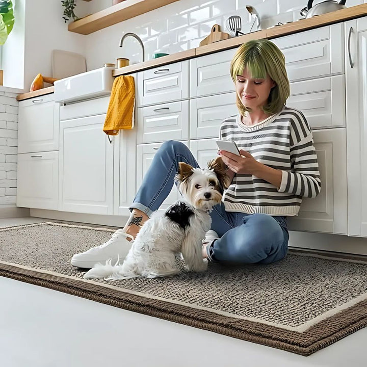 Non-Slip Washable Kitchen Mat Set - Anti-Fatigue Kitchen Floor Mats with Ribbed Surface and Rubber Backing - Two-Piece L-Shaped Design 4