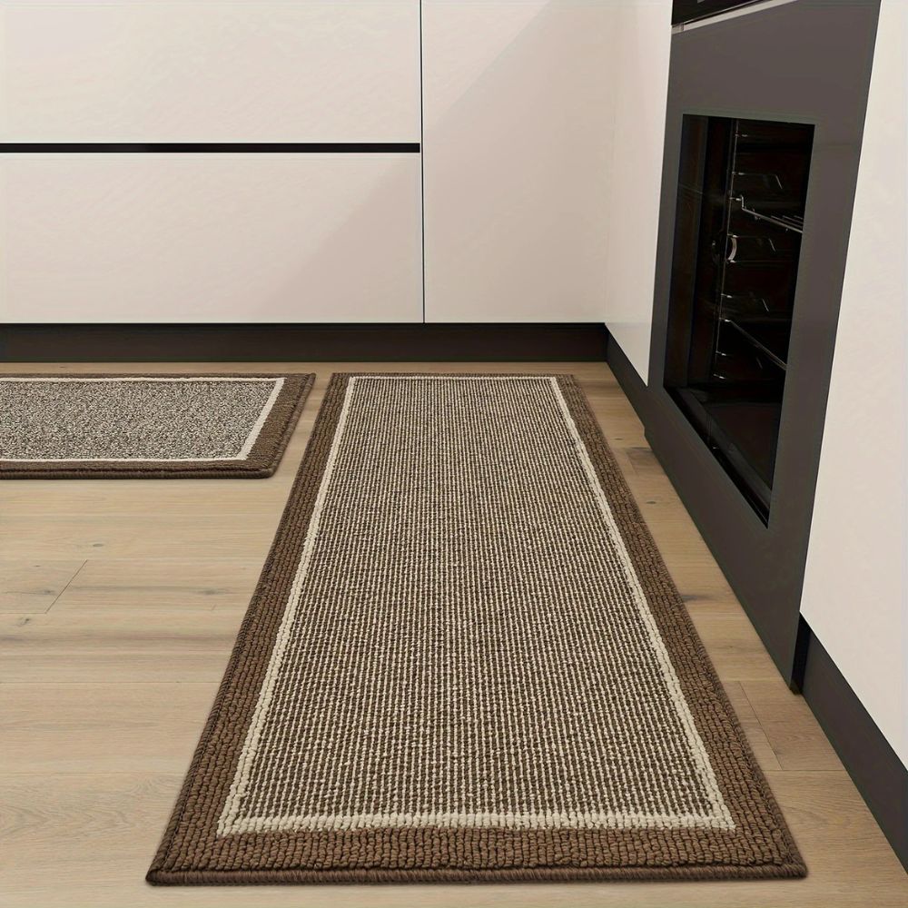 Non-Slip Washable Kitchen Mat Set - Anti-Fatigue Kitchen Floor Mats with Ribbed Surface and Rubber Backing - Two-Piece L-Shaped Design 5
