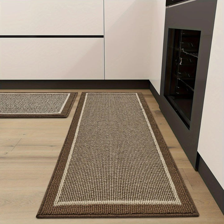 Non-Slip Washable Kitchen Mat Set - Anti-Fatigue Kitchen Floor Mats with Ribbed Surface and Rubber Backing - Two-Piece L-Shaped Design 5