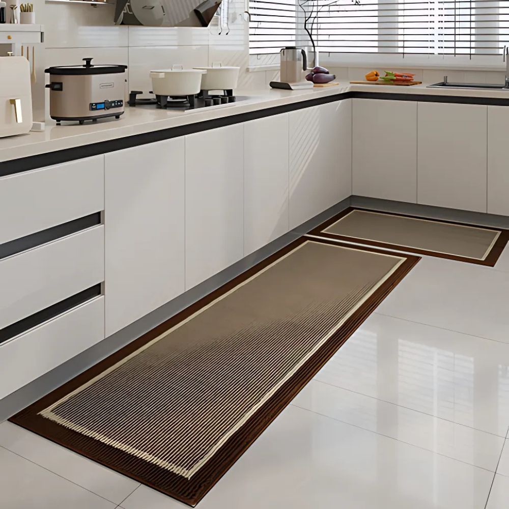 Non-Slip Washable Kitchen Mat Set - Anti-Fatigue Kitchen Floor Mats with Ribbed Surface and Rubber Backing - Two-Piece L-Shaped Design 6