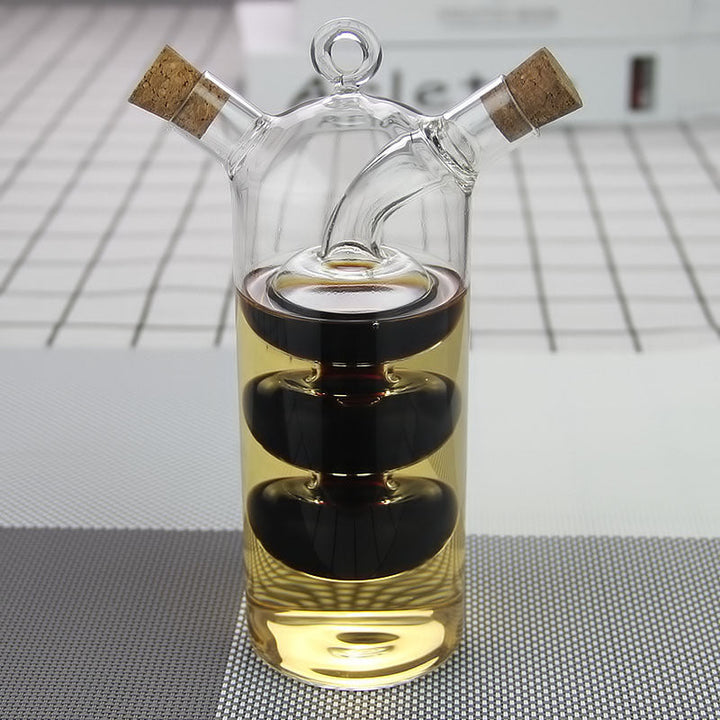 Nordic Dual-Compartment Oil and Vinegar Dispenser with Hand-Blown Borosilicate Glass 0