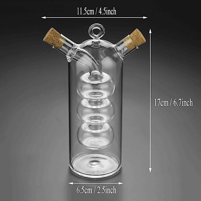 Nordic Dual-Compartment Oil and Vinegar Dispenser with Hand-Blown Borosilicate Glass 1