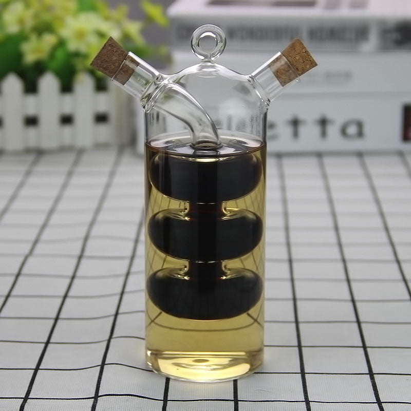 Nordic Dual-Compartment Oil and Vinegar Dispenser with Hand-Blown Borosilicate Glass 3