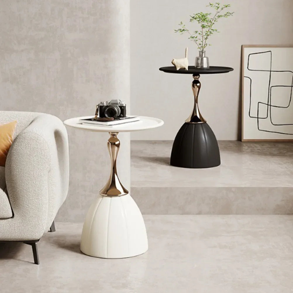 Nordic Lotus Side Table – Scandinavian Minimalist Design with Storage Rack 1