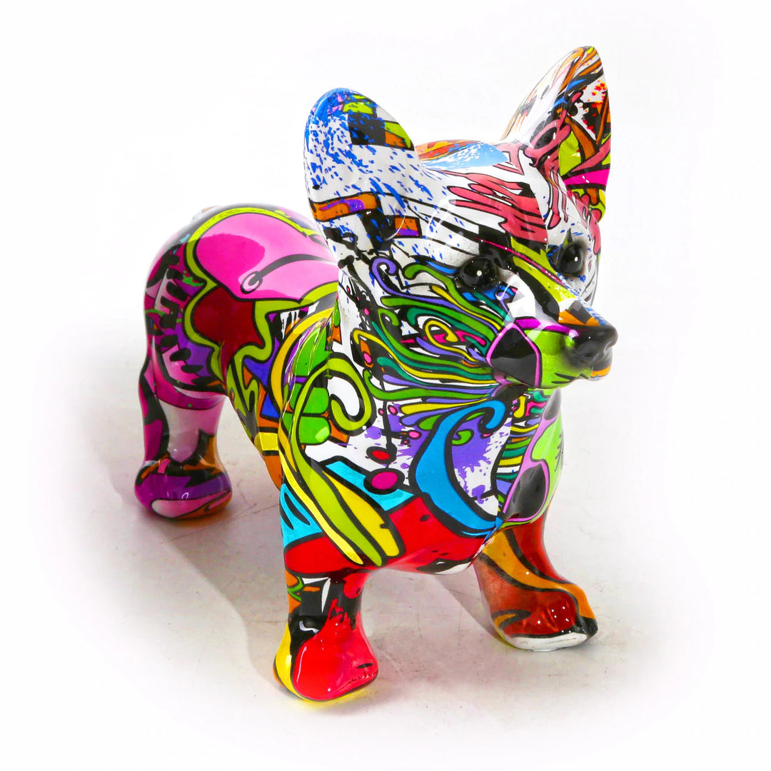 Nordic Painted Corgi Statue in Colorful Resin with Anti-Slip Base for Home Decor – Vibrant Decorative Piece 1
