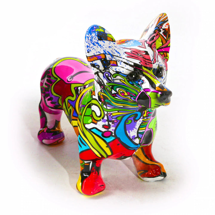 Nordic Painted Corgi Statue in Colorful Resin with Anti-Slip Base for Home Decor – Vibrant Decorative Piece 1