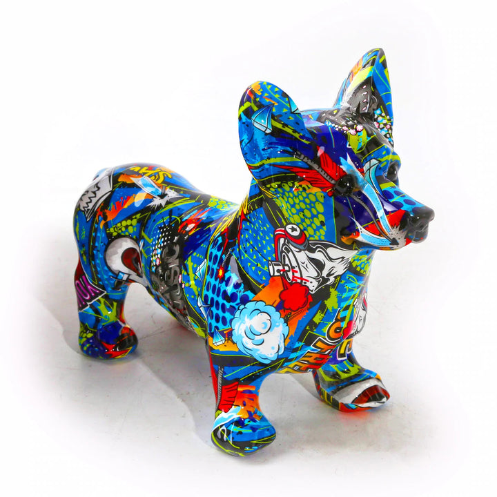 Nordic Painted Corgi Statue in Colorful Resin with Anti-Slip Base for Home Decor – Vibrant Decorative Piece 2