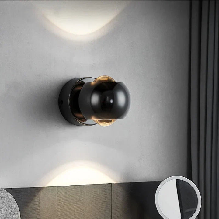 Orbis Rotating LED Wall Lamp – Black Spherical Design with 360° Adjustable Light 0