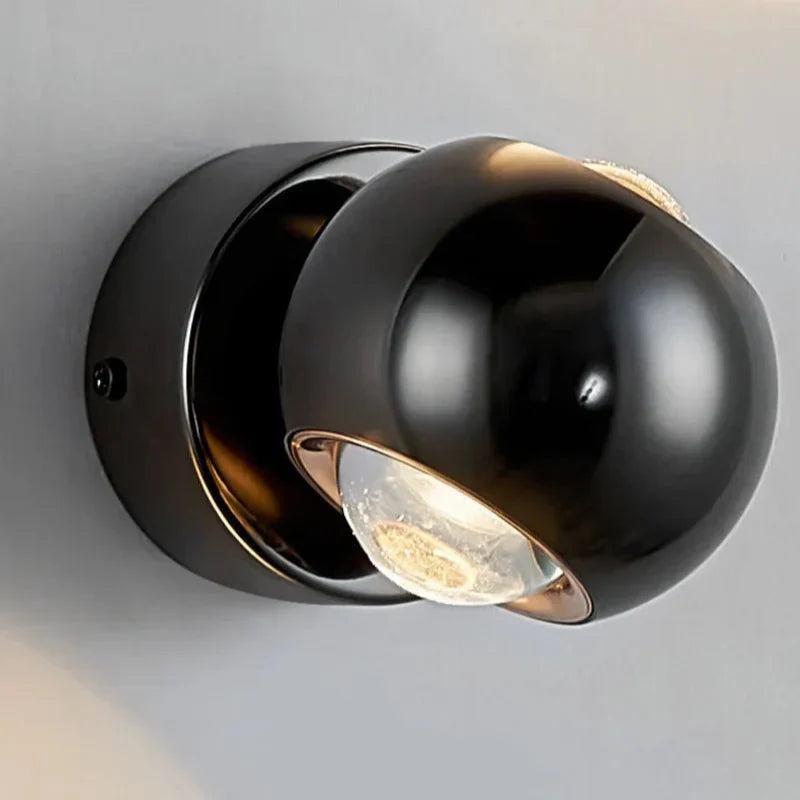 Orbis Rotating LED Wall Lamp – Black Spherical Design with 360° Adjustable Light 2