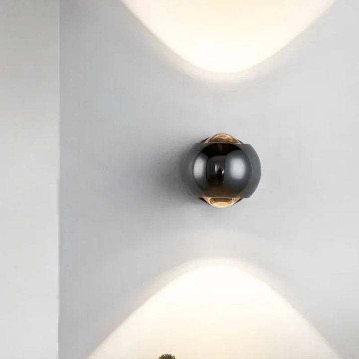 Orbis Rotating LED Wall Lamp – Black Spherical Design with 360° Adjustable Light 3