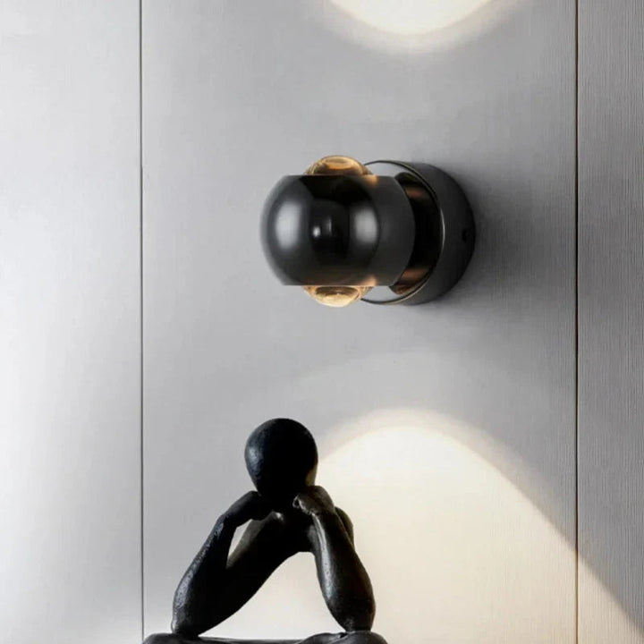 Orbis Rotating LED Wall Lamp – Black Spherical Design with 360° Adjustable Light 5