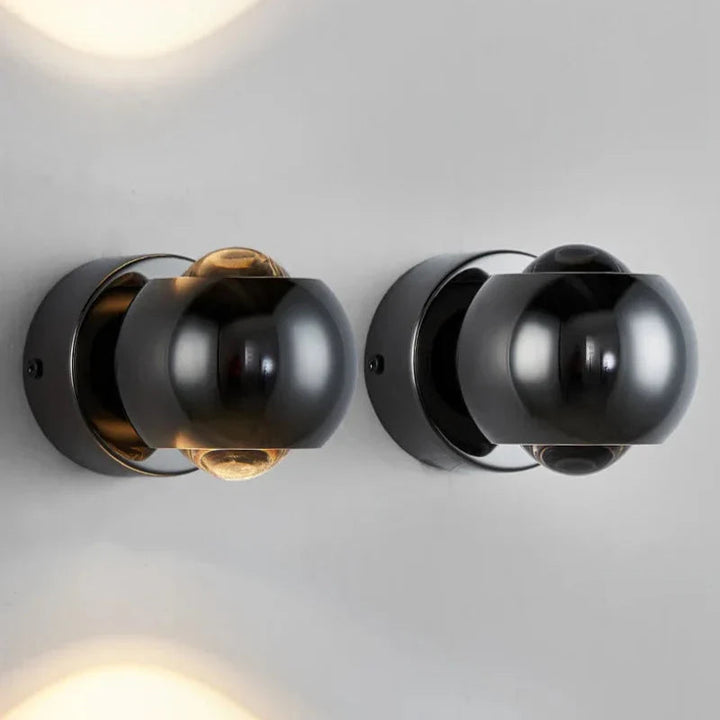 Orbis Rotating LED Wall Lamp – Black Spherical Design with 360° Adjustable Light 6
