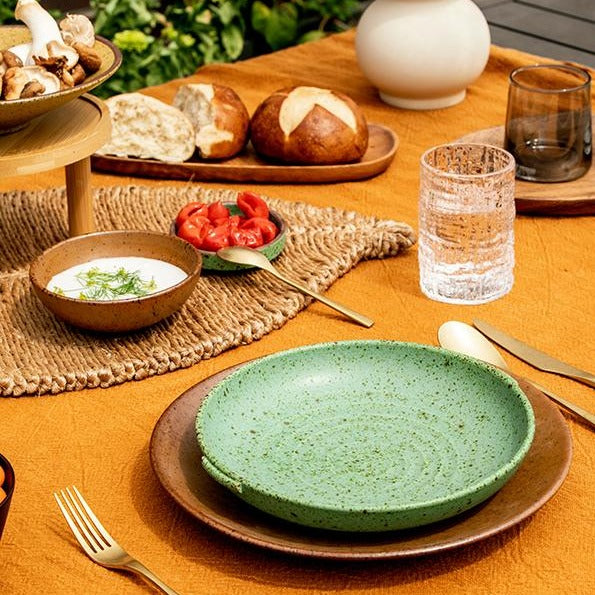 Organic Stoneware Dinnerware Set – Vintage Aged Design in Earthy Tones 4