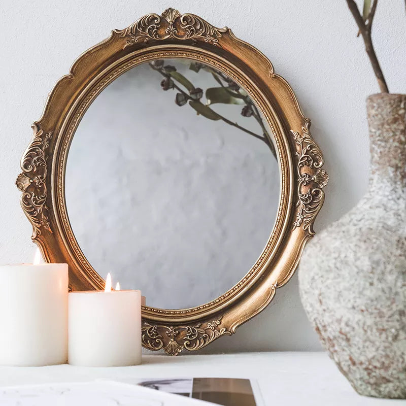 Ornate Vintage Style Oval Mirror with Gilt Frame – Elegant Home Decor for Bedroom, Entryway, Living Room 1