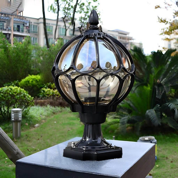 Outdoor Globe Pillar Lights – Retro Glass and Copper Design for Garden and Landscape Lighting 3