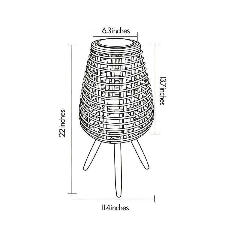 Outdoor Solar Floor Lamp with Woven Rattan Shade – USB Rechargeable, Warm White LED for Patios and Gardens 6
