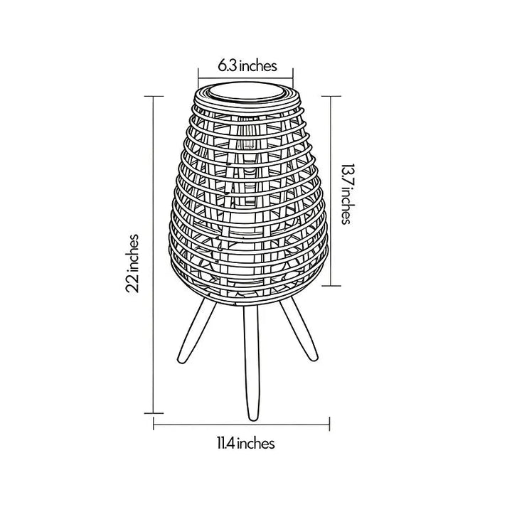 Outdoor Solar Floor Lamp with Woven Rattan Shade – USB Rechargeable, Warm White LED for Patios and Gardens 6