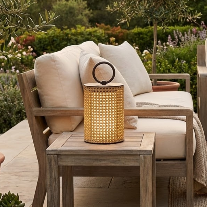 Outdoor Solar Lantern with Remote Control, Adjustable Rattan Mantle for Garden and Terrace Lighting 0