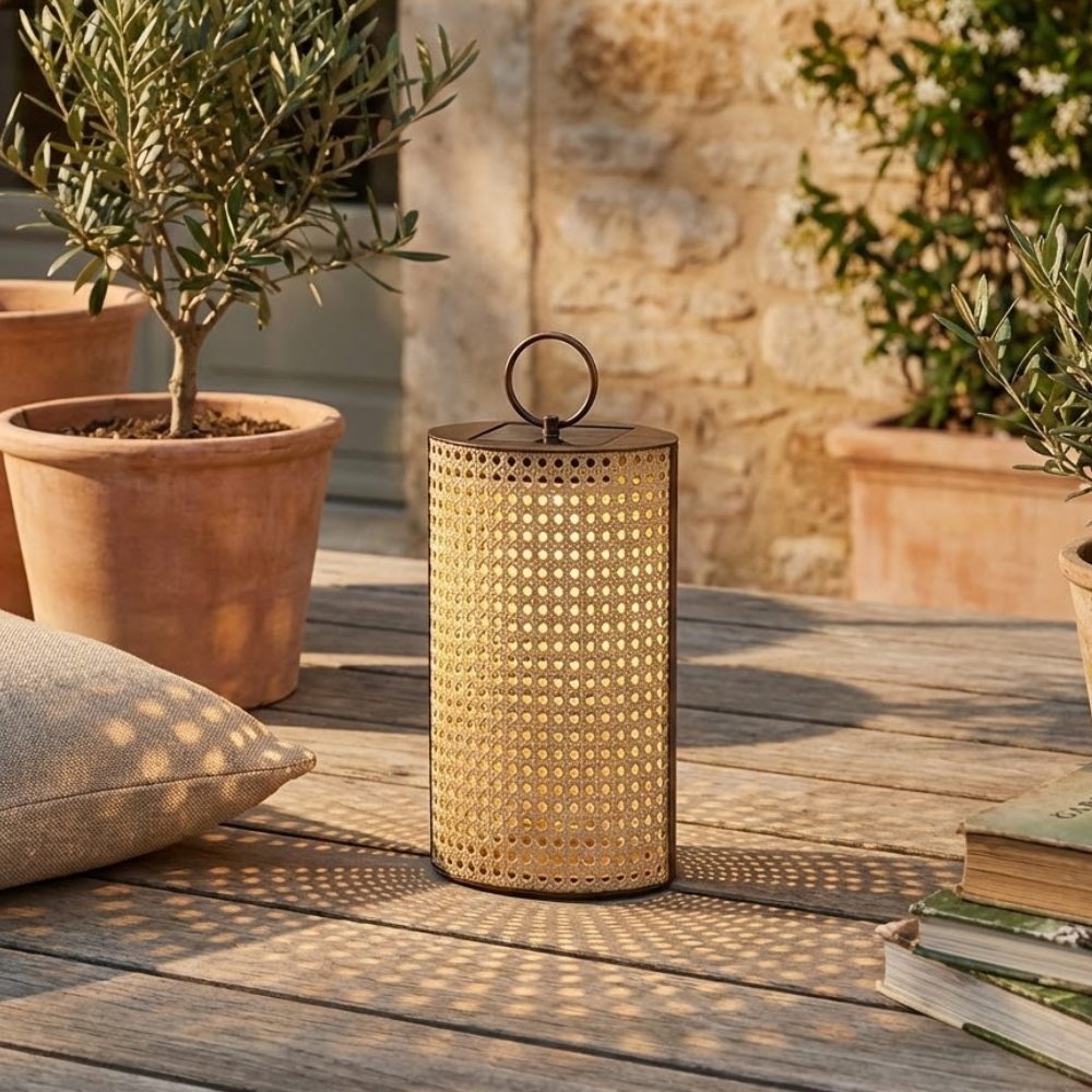 Outdoor Solar Lantern with Remote Control, Adjustable Rattan Mantle for Garden and Terrace Lighting 2