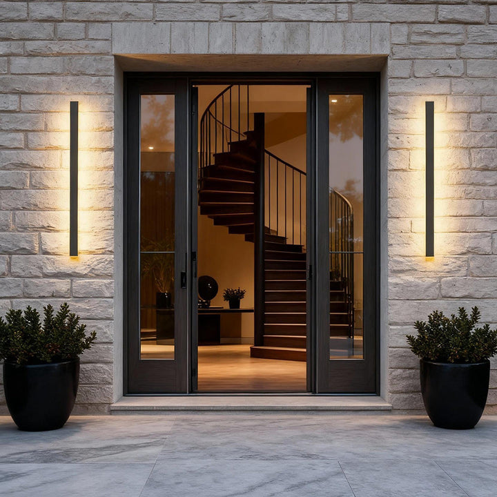 Outdoor Wall Light Fixture – Modern Black Linear LED Sconce with Adjustable Color Temperature and IP65 Waterproof Rating 1