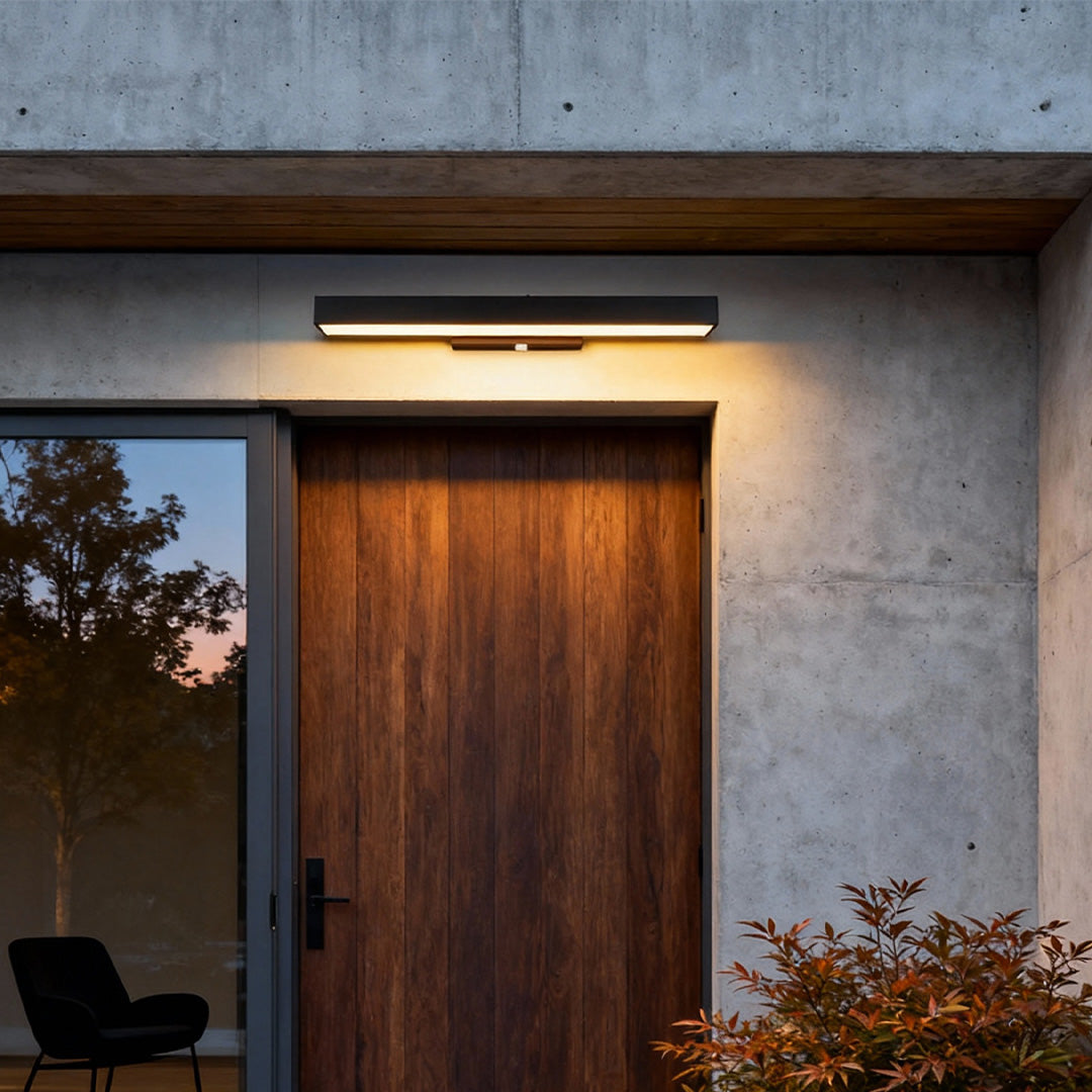 Outdoor Wall Light with Motion Sensor – Black Rectangular LED Sconce for Exterior Use, IP65 Waterproof Design 1