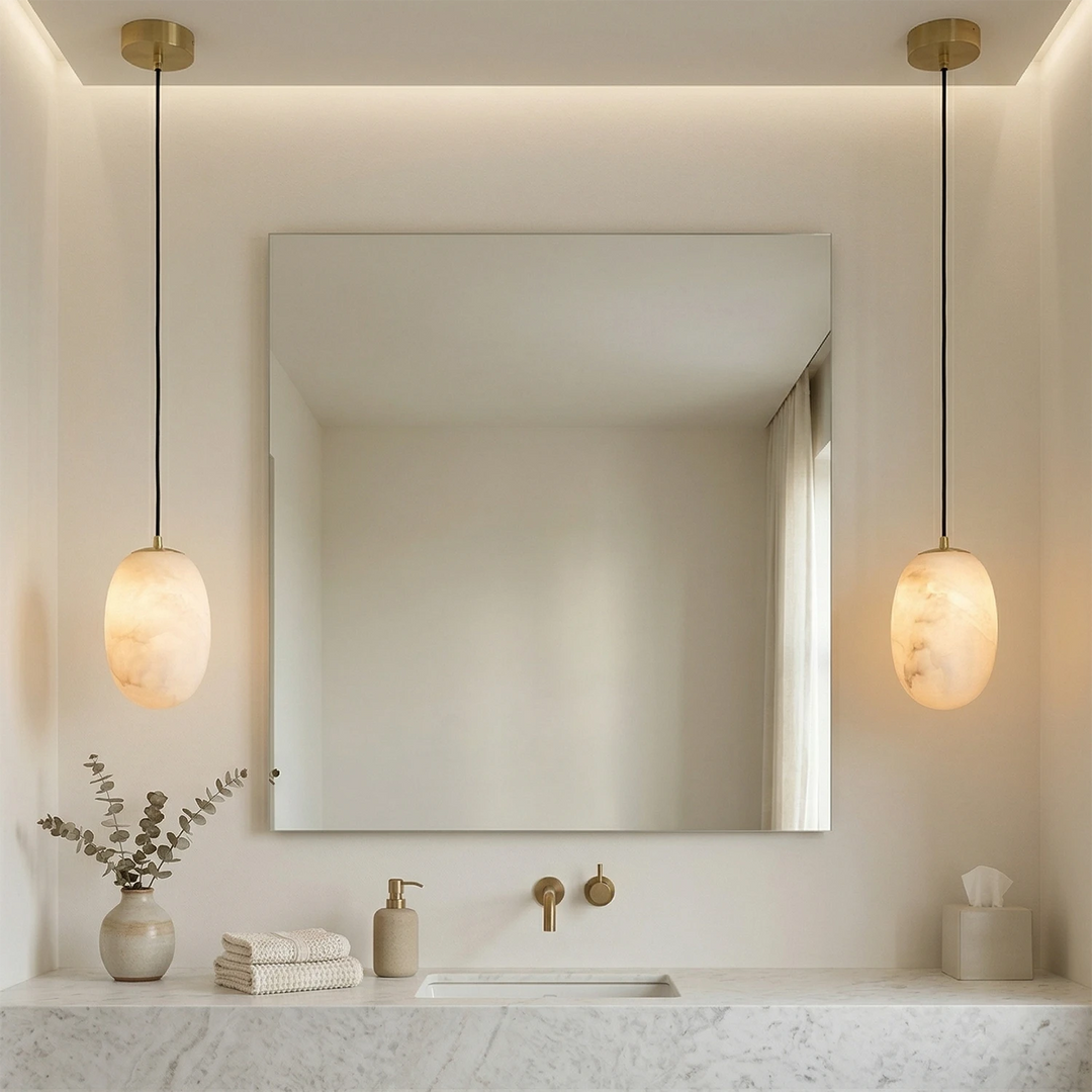 Oval Alabaster Pendant Light – Modern Kitchen Pendant Lighting with Energy-Efficient LED, Unique Veining, Dimmable Design 6