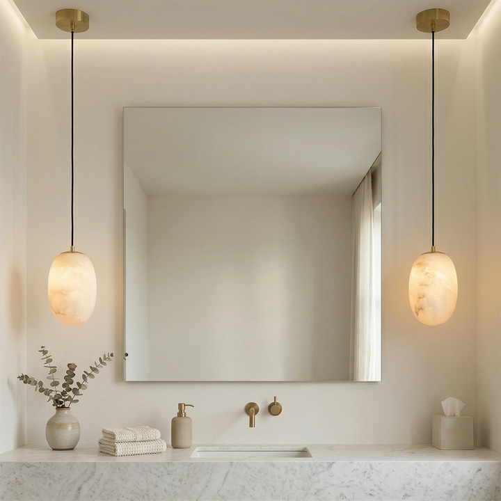Oval Alabaster Pendant Light – Modern Kitchen Pendant Lighting with Energy-Efficient LED, Unique Veining, Dimmable Design 6