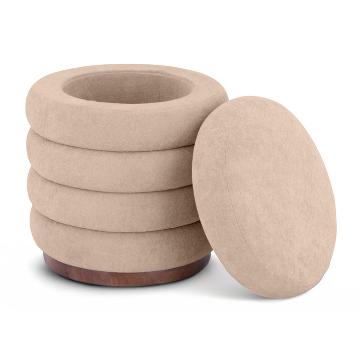 Paisley Ottoman with Hidden Storage – Elegant Sand Accent Piece for Footrest and Extra Seating 5