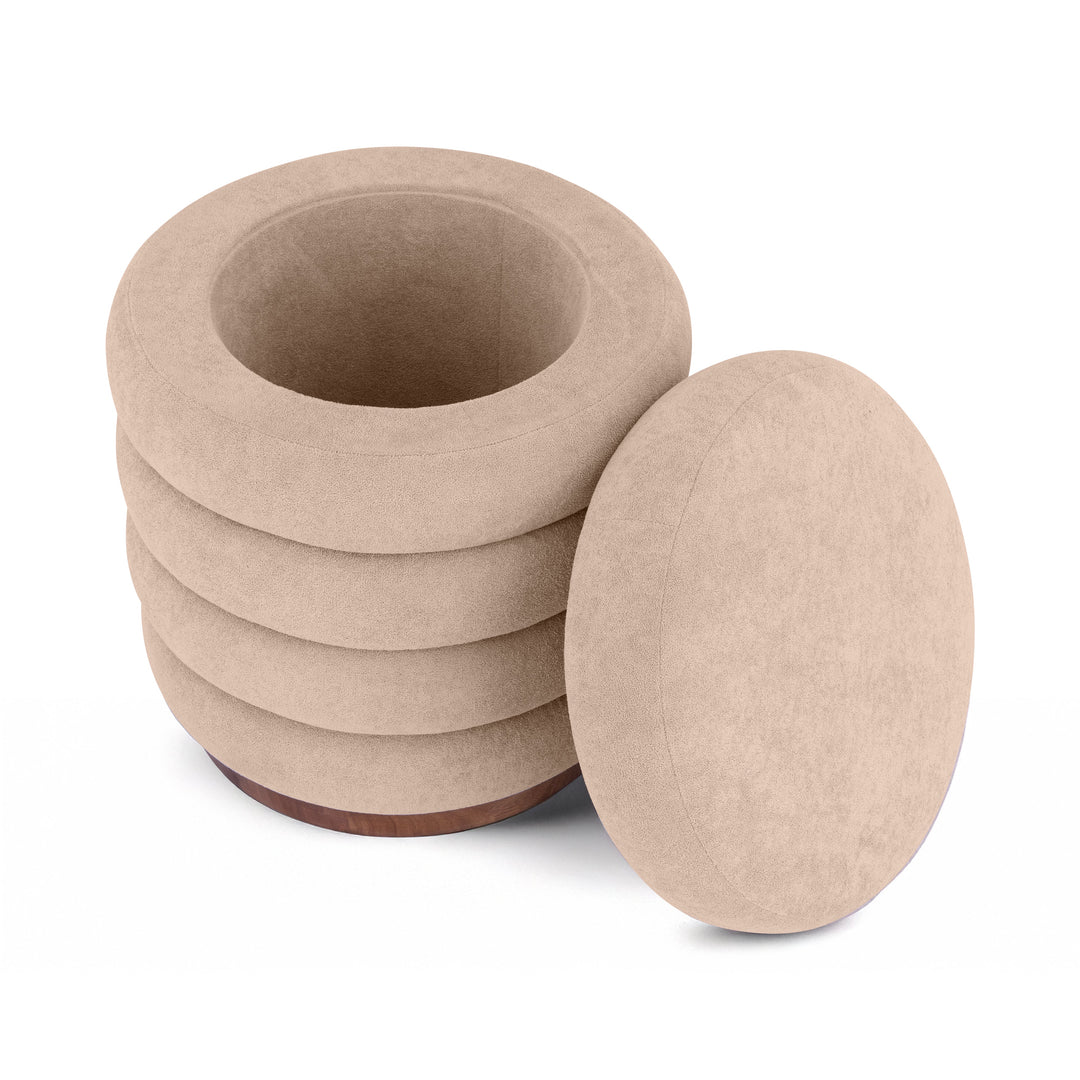Paisley Ottoman with Hidden Storage – Elegant Sand Accent Piece for Footrest and Extra Seating 6