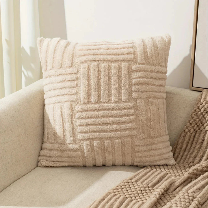Plush Sofa Cushion Cover with Three-Dimensional Geometric Braid – Ergonomic Lumbar Pillow Case for Comfort and Style 2