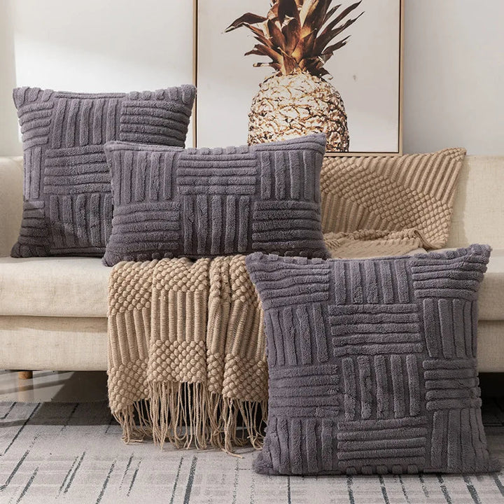 Plush Sofa Cushion Cover with Three-Dimensional Geometric Braid – Ergonomic Lumbar Pillow Case for Comfort and Style 3