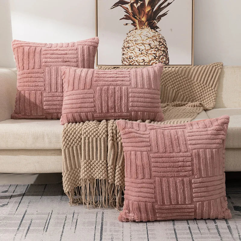 Plush Sofa Cushion Cover with Three-Dimensional Geometric Braid – Ergonomic Lumbar Pillow Case for Comfort and Style 4