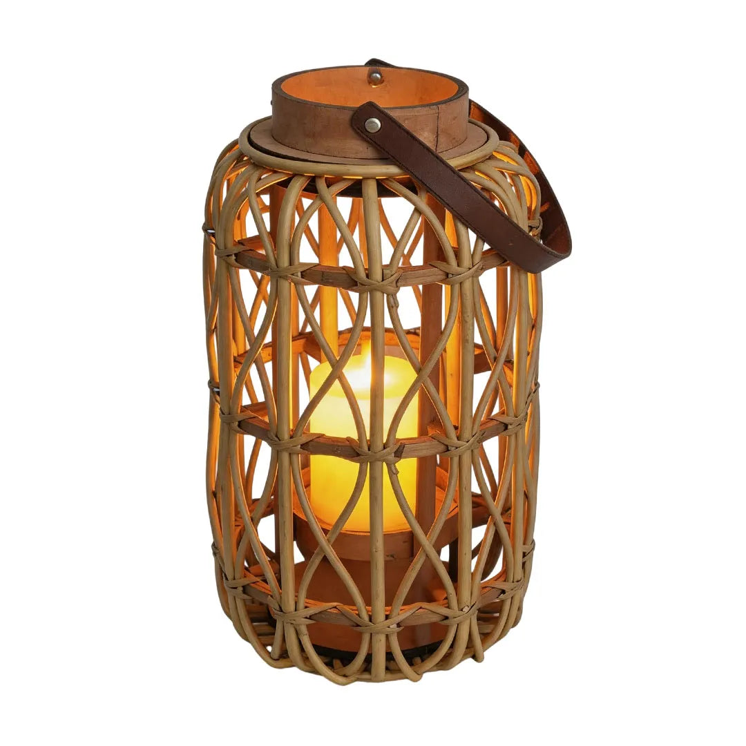 Portable Vintage LED Lantern, Handwoven Rattan & Bamboo, USB Rechargeable Accent Light for Warm Ambient Lighting 0