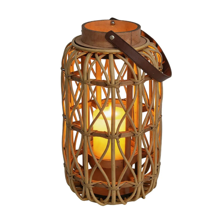 Portable Vintage LED Lantern, Handwoven Rattan & Bamboo, USB Rechargeable Accent Light for Warm Ambient Lighting 0