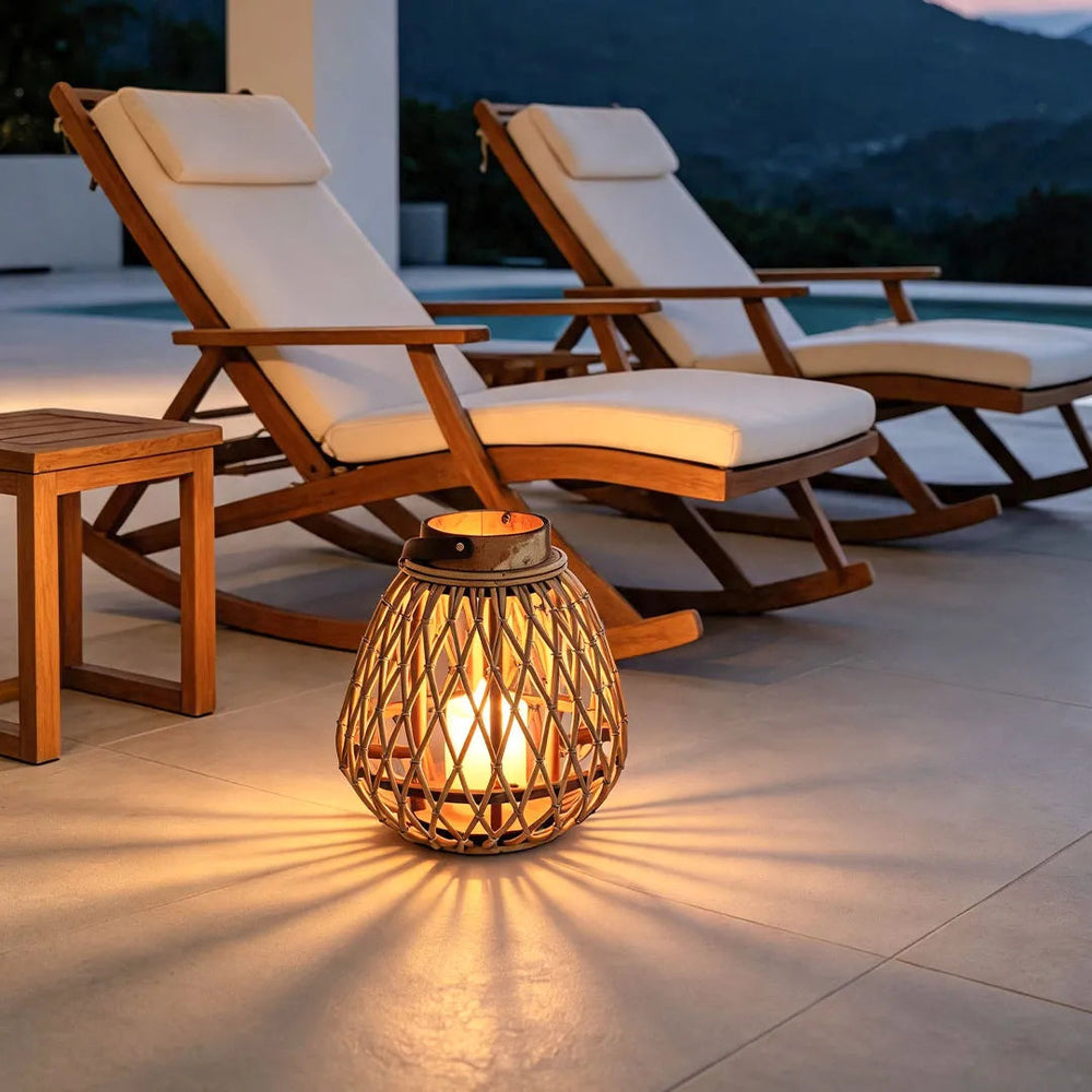 Portable Vintage LED Lantern, Handwoven Rattan & Bamboo, USB Rechargeable Accent Light for Warm Ambient Lighting 1