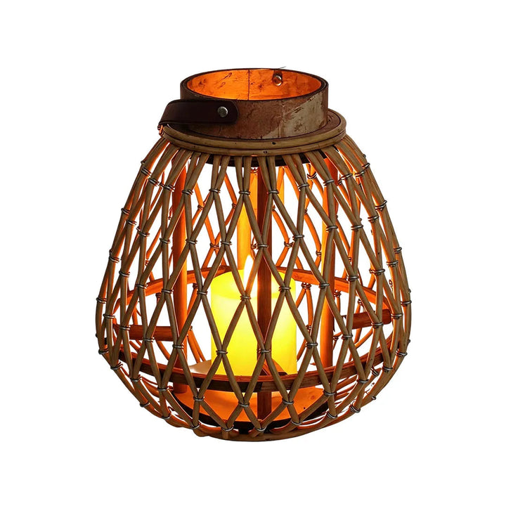 Portable Vintage LED Lantern, Handwoven Rattan & Bamboo, USB Rechargeable Accent Light for Warm Ambient Lighting 8