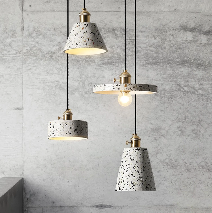 Postmodern Terrazzo Pendant Light with Adjustable Cord – Unique Ceiling Fixture 1