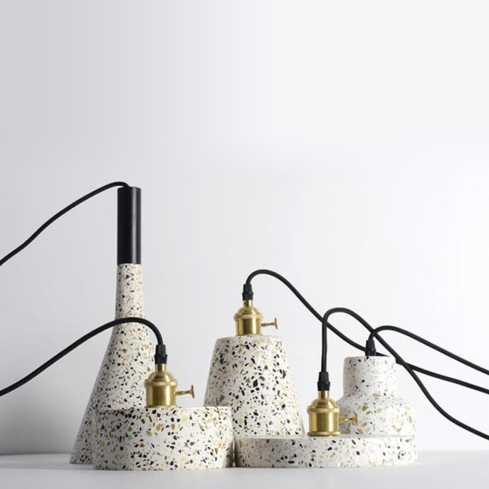 Postmodern Terrazzo Pendant Light with Adjustable Cord – Unique Ceiling Fixture 2