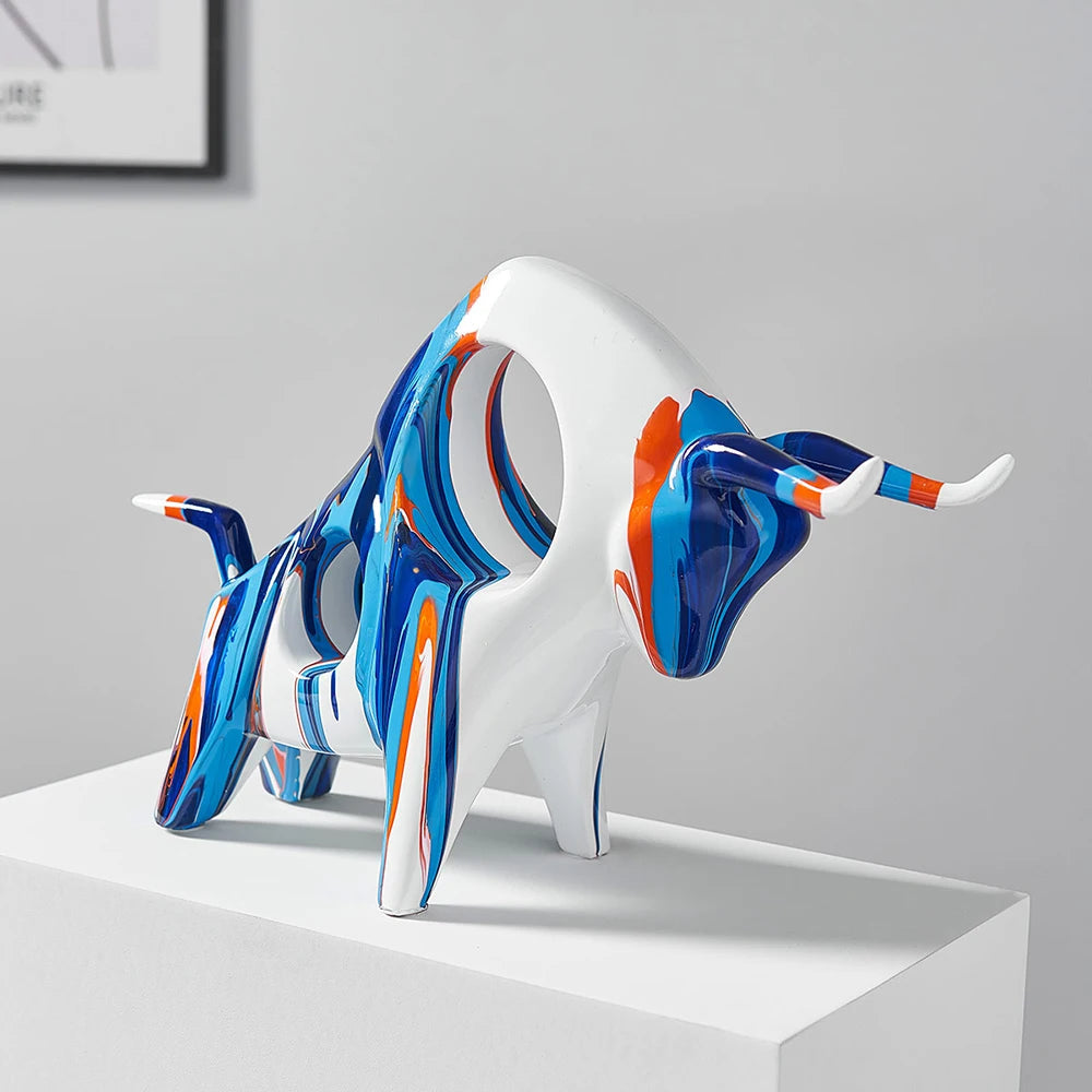 Powerful Unchained Bull Sculpture in Resin – Bold Contemporary Art for Home Decor 2