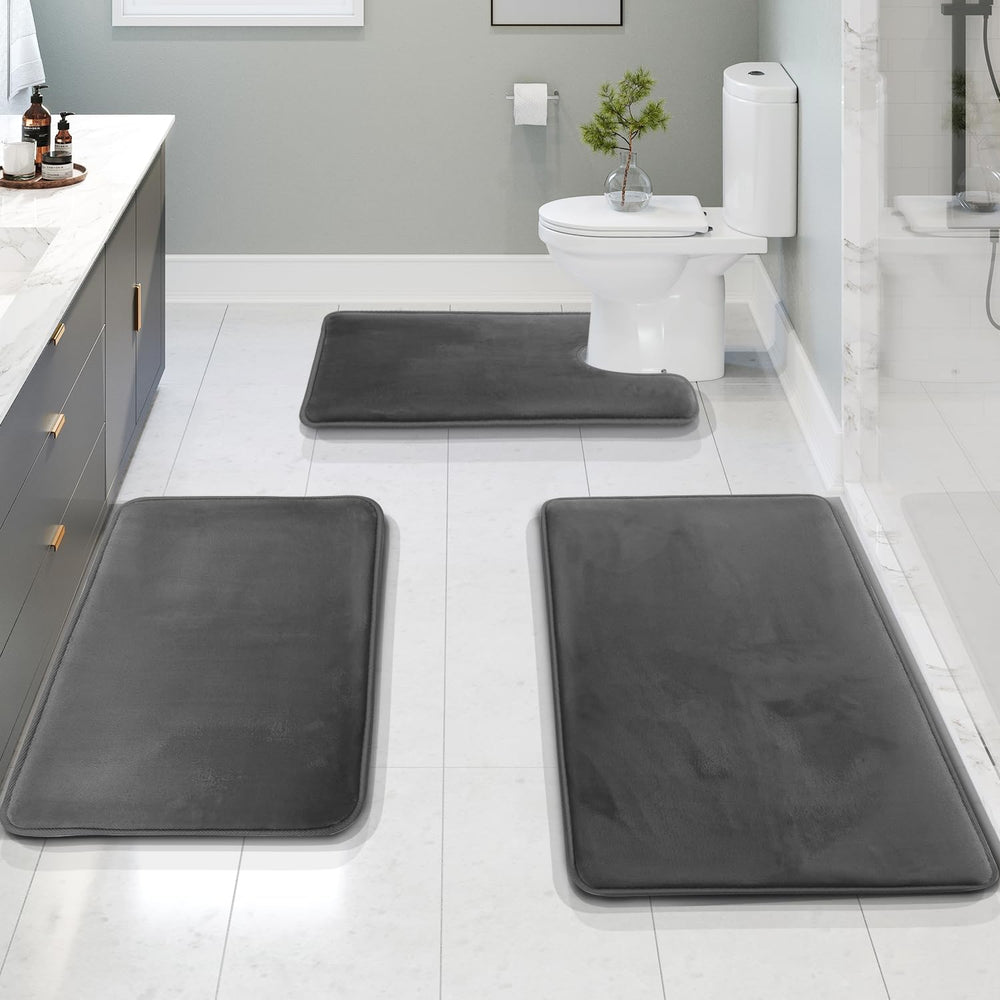 Premium Memory Foam Bath Mats Set – 3-Piece Soft and Absorbent Bathroom Mats 1