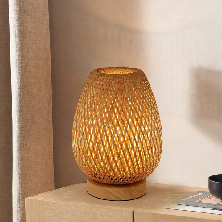 Rechargeable Dimmable LED Table Lamp – Bamboo Cordless Bedside Lamp for Cozy Bedroom Ambiance 1
